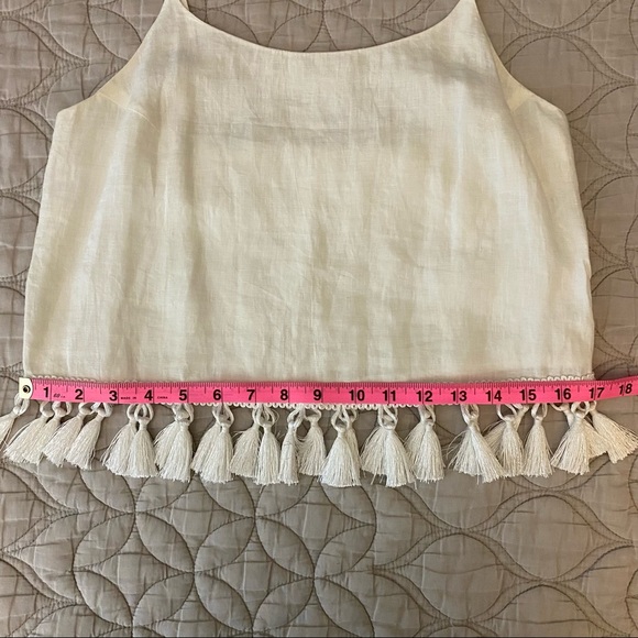 Club Monaco | Cropped Linen Tassel Camisole — White | XS - Picture 9 of 11